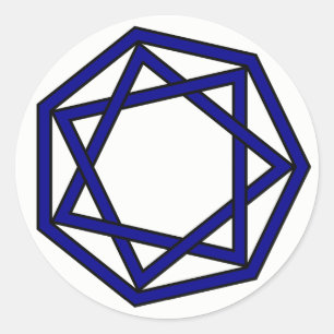 Pegatina Redonda Heptagram azul oscuro en Heptagon