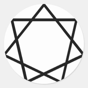 Pegatina Redonda Heptagram negro