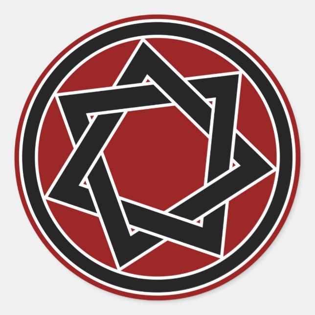 Pegatina Redonda Heptagram negro (Anverso)