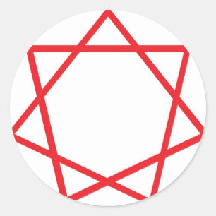 Pegatina Redonda Heptagram rojo