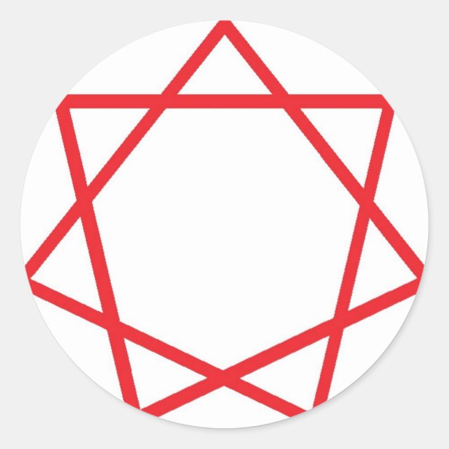 Pegatina Redonda Heptagram rojo (Anverso)