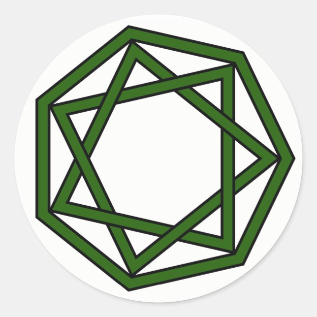 Pegatina Redonda Heptagram verde oscuro en el Heptagon (Anverso)