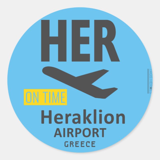 Pegatina Redonda HERAKLION Airport HER (Anverso)