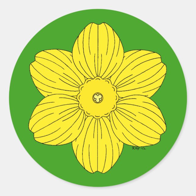 Pegatina Redonda Heraldic Daffodil (Anverso)