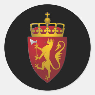 Pegatina Redonda Heráldica noruega del escandinavo del escudo de