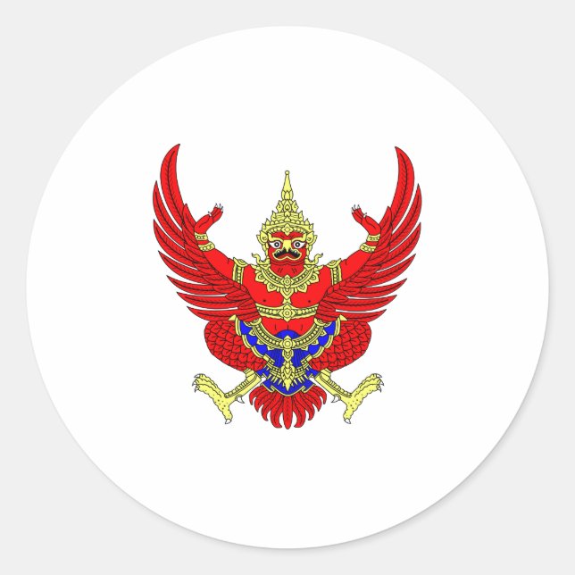 Pegatina Redonda Heráldica oficial del escudo de armas de Garuda (Anverso)