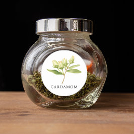 Pegatina Redonda Herb Cardamom acuarela