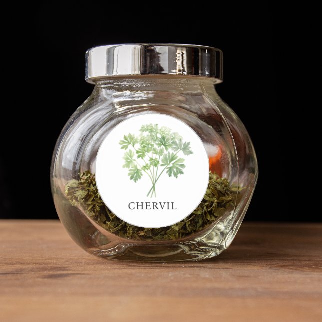 Pegatina Redonda Herb Chervil Watercolor (Herb Chervil Watercolor Classic Round Sticker)
