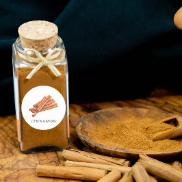 Pegatina Redonda Herb Cinnamon Watercolor