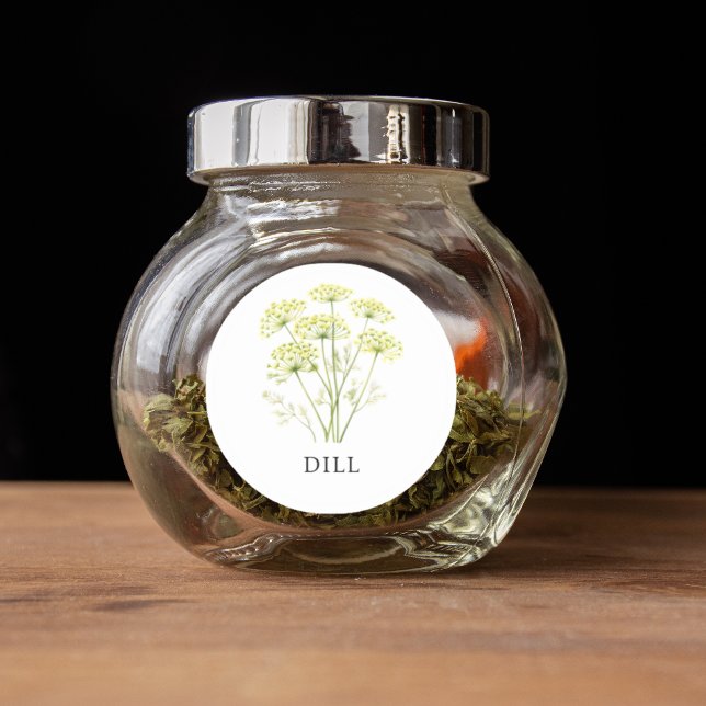 Pegatina Redonda Herb Dill Watercolor (Herb Dill Watercolor Classic Round Sticker)