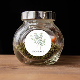 Pegatina Redonda Herb Licorice Watercolor