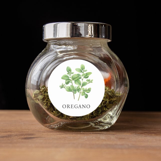 Pegatina Redonda Herb Oregano Watercolor (Herb Oregano Watercolor Classic Round Sticker)