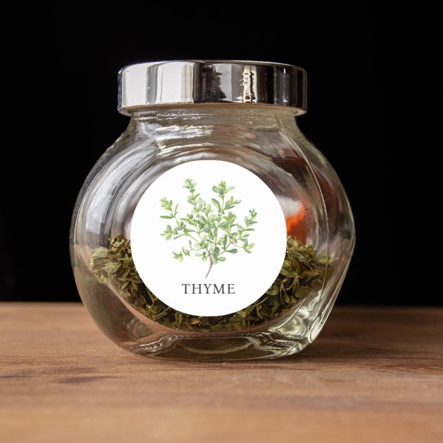 Pegatina Redonda Herb Thyme Watercolor (Herb Thyme Watercolor Classic Round Sticker)