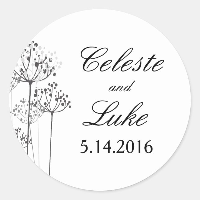 Pegatina Redonda Herbal Rhapsody Boda (Anverso)