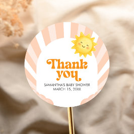 Pegatina Redonda Here Comes the Sun Baby Shower