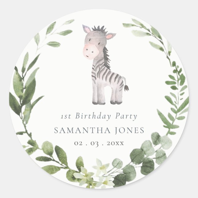 Pegatina Redonda Herencia de oliga verde cebra suave de cualquier a (Anverso)