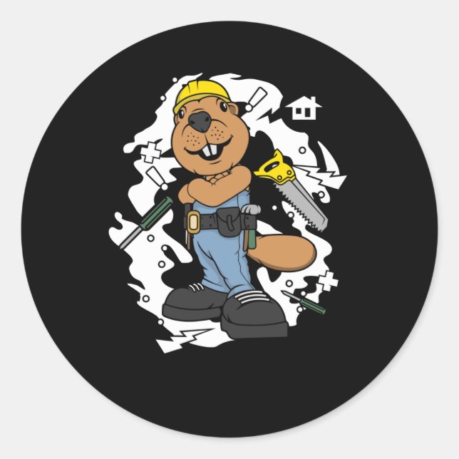 Pegatina Redonda Herir el constructor (Anverso)