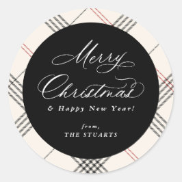 Pegatina Redonda HERITAGE | Cream Tartan