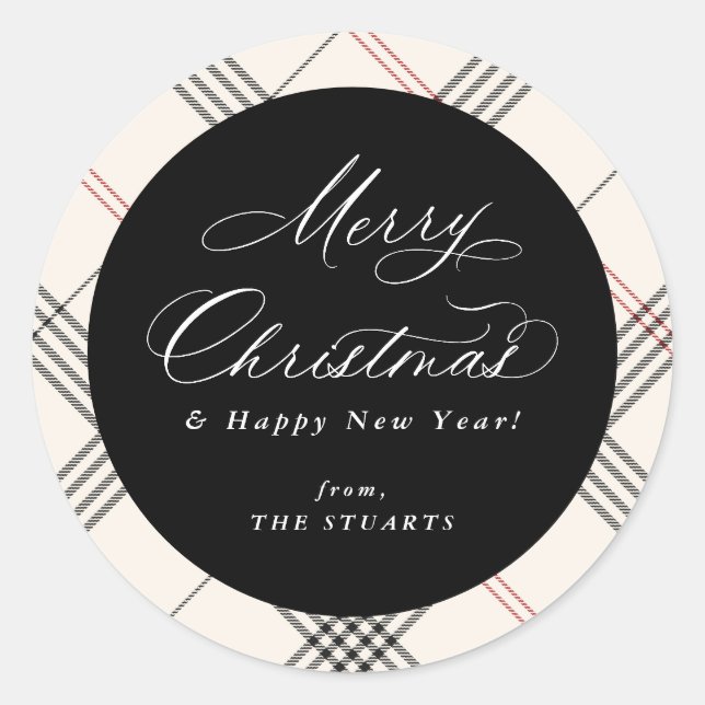 Pegatina Redonda HERITAGE | Cream Tartan (Anverso)