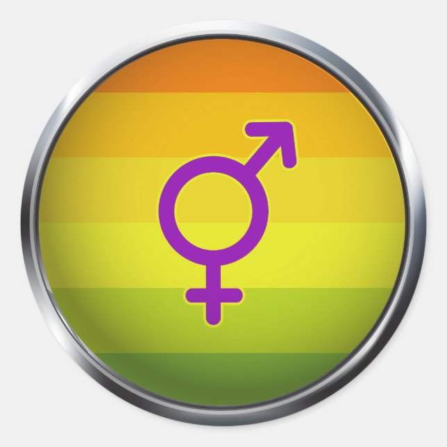 Pegatina Redonda Hermafrodita (Anverso)