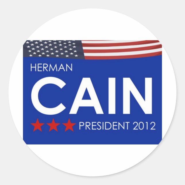 Pegatina Redonda Herman Cain 2012 (Anverso)