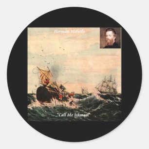 Pegatina Redonda Herman Melville Cita Llámame Ishmael