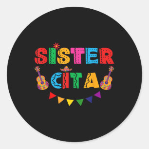 Pegatina Redonda Hermana Cita Cinco De Mayo Fiesta mexicana Fiesta