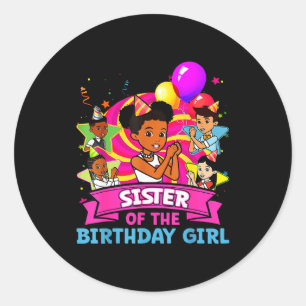 Pegatina Redonda Hermana De La Cumpleañera Gracie Nk Muñeca Familia