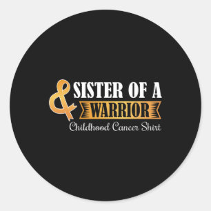 Pegatina Redonda Hermana de una guerra contra el cáncer infantil