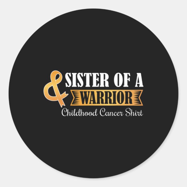 Pegatina Redonda Hermana de una guerra contra el cáncer infantil (Anverso)