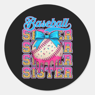 Pegatina Redonda Hermana del Béisbol Retro Helado Perforación Coque