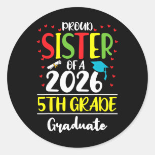 Pegatina Redonda Hermana Orgullosa Divertida De Un Cl De 2026 Gradu