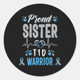 Pegatina Redonda Hermana orgullosa T1D Sensibilización sobre la dia