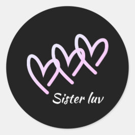 Pegatina Redonda Hermanas Corazón Negro Amor 