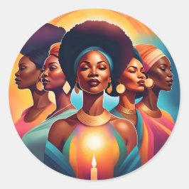 Pegatina Redonda Hermanas del Sol: Poder, unidad y luz