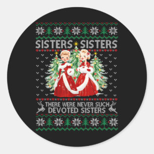 Pegatina Redonda Hermanas Navidades blancos película navidad de nie