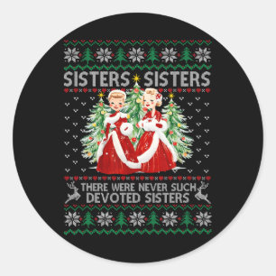 Pegatina Redonda Hermanas Película Navidad Blanca Xmas Nieve Fiesta