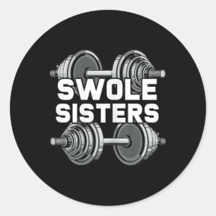 Pegatina Redonda Hermanas Swout Gimnasio De Fogones De Poderosos Hi