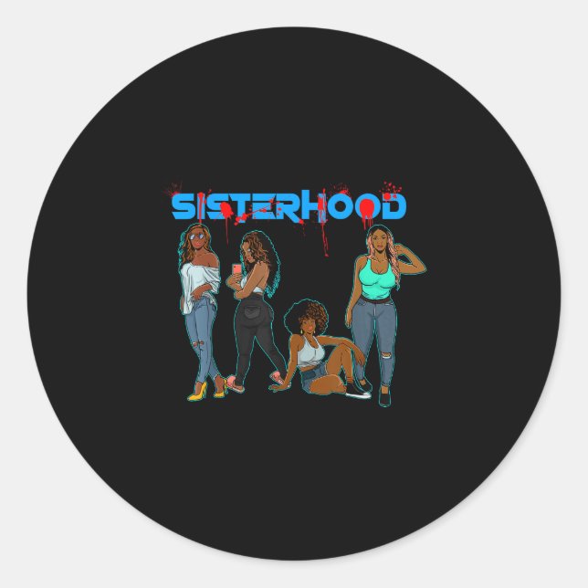 Pegatina Redonda Hermandad de Juneteenth hermanas amigas (Anverso)