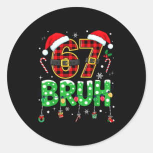 Pegatina Redonda Hermano 67 Seis Siete 6 7 Meme Navidad Divertido C