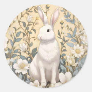 Pegatina Redonda Hermano blanco lindo Pastel Floral Amarilla