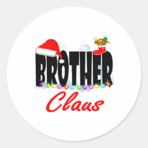 Pegatina Redonda Hermano Claus Navidades Santa Hat Familia
