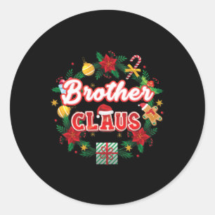 Pegatina Redonda Hermano Claus Navidades Santa Laurel Wreath Mistle