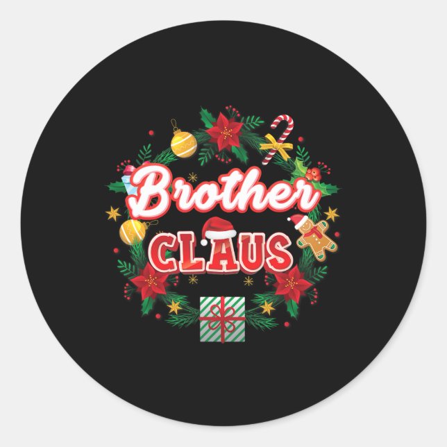 Pegatina Redonda Hermano Claus Navidades Santa Laurel Wreath Mistle (Anverso)