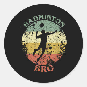 Pegatina Redonda Hermano de bádminton angustiado vintage hermano de