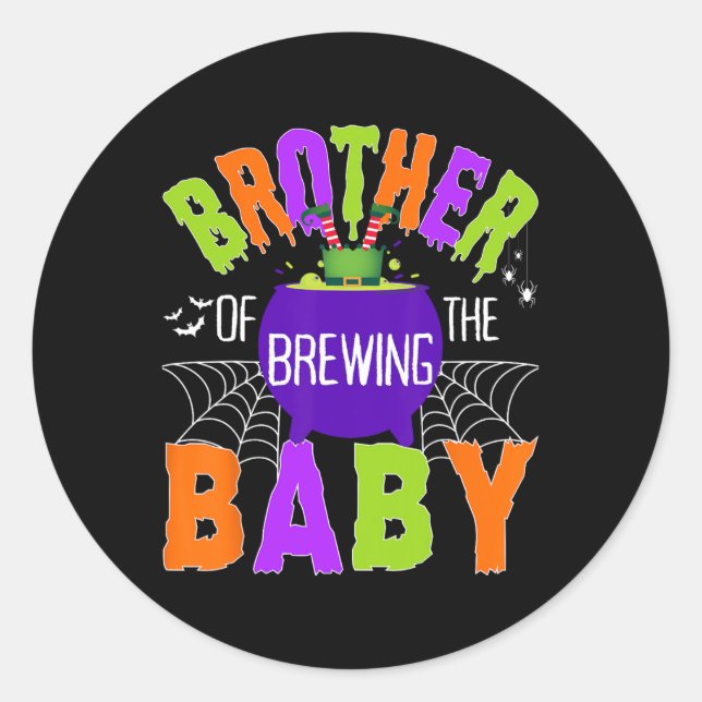 Pegatina Redonda Hermano De Halloween Hombres Mujeres Niños (Anverso)