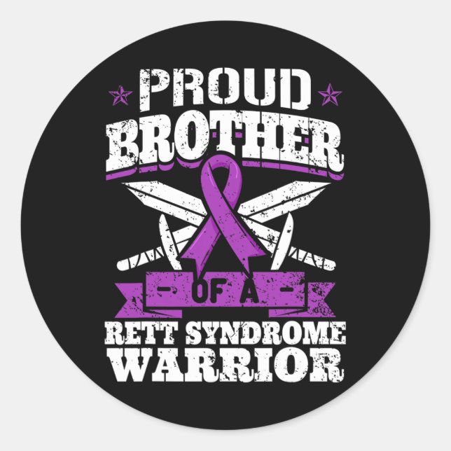 Pegatina Redonda Hermano De Un Síndrome De Retorno Guerrero Concien (Anverso)