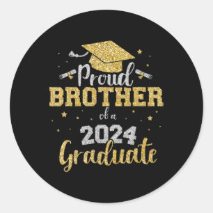 Pegatina Redonda Hermano De Una Licenciatura Superior De 2024