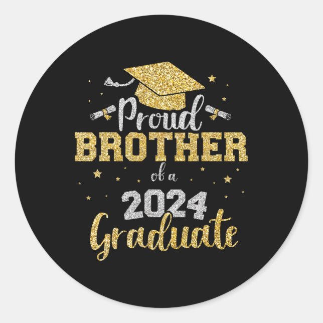 Pegatina Redonda Hermano De Una Licenciatura Superior De 2024 (Anverso)