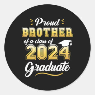 Pegatina Redonda Hermano De Una Licenciatura Superior De 2024